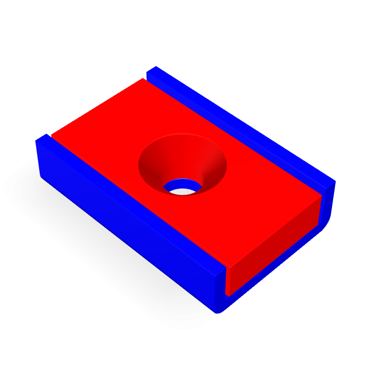 Cap Neodymium Block Countersunk 20mm x 13.5mm x 5mm /M3