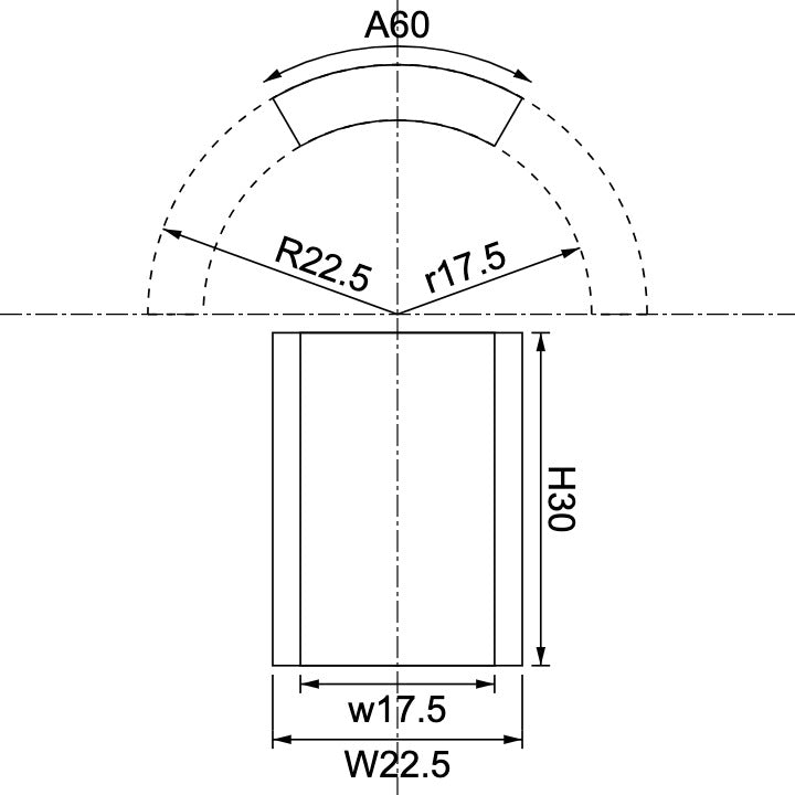 Neodymium R22.5mm X r17.5mm X H30mm X A60rad