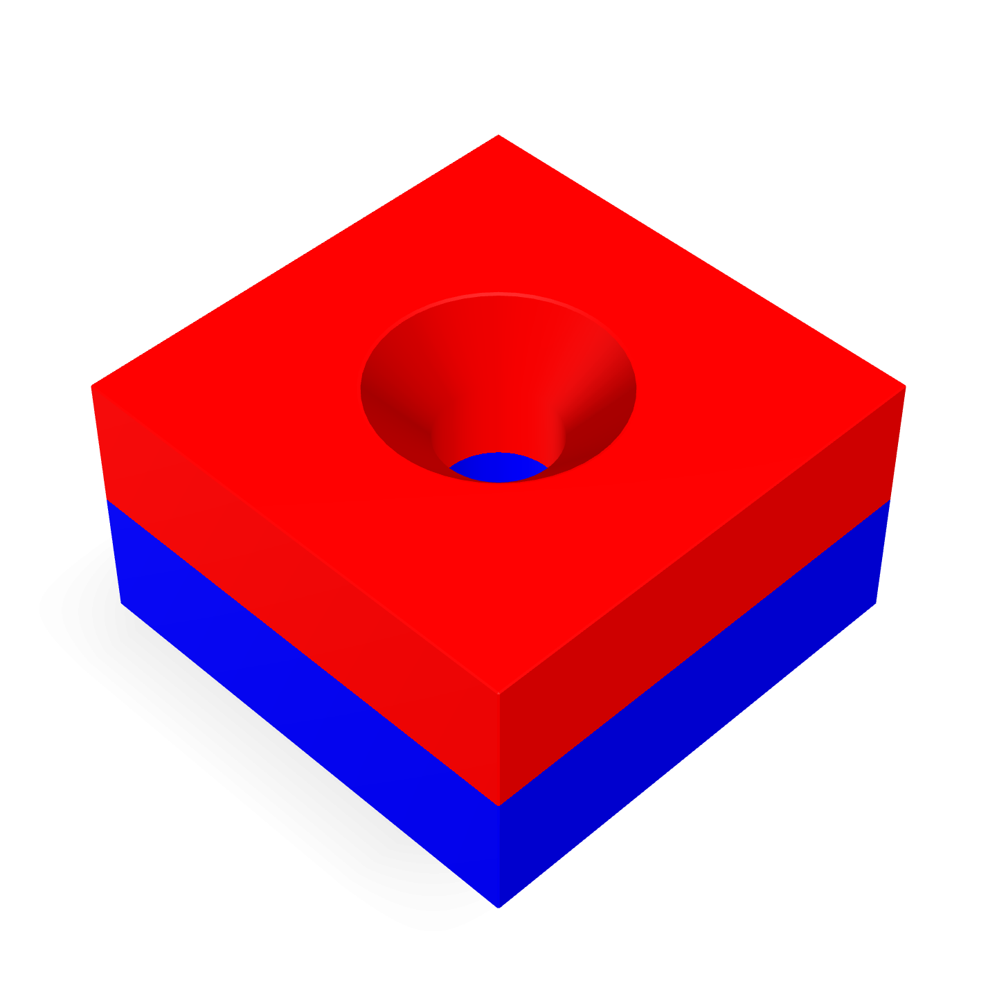Neodymium Block Magnet with Countersunk Hole 18mm x 18mm x 10mm /M4