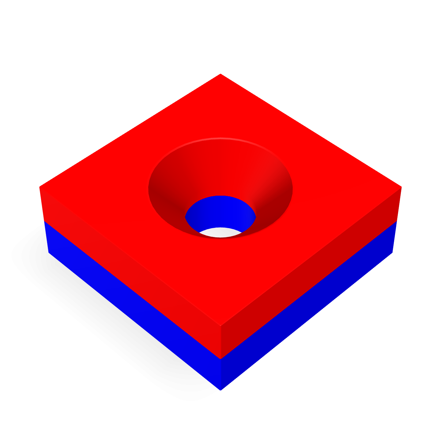 Neodymium Block Magnet with Countersunk Hole 8mm x 8mm x 3mm /M2