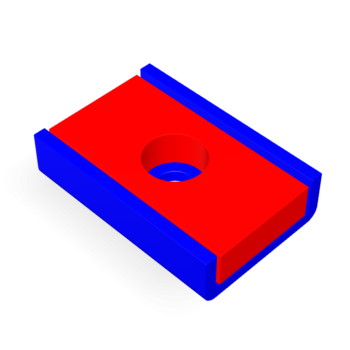 Cap Neodymium Block Counterbore 20mm x 13.5mm x 5mm /M3