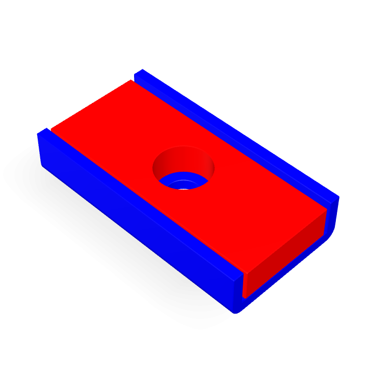Cap Neodymium Block Counterbore 25mm x 13.5mm x 5mm /M3