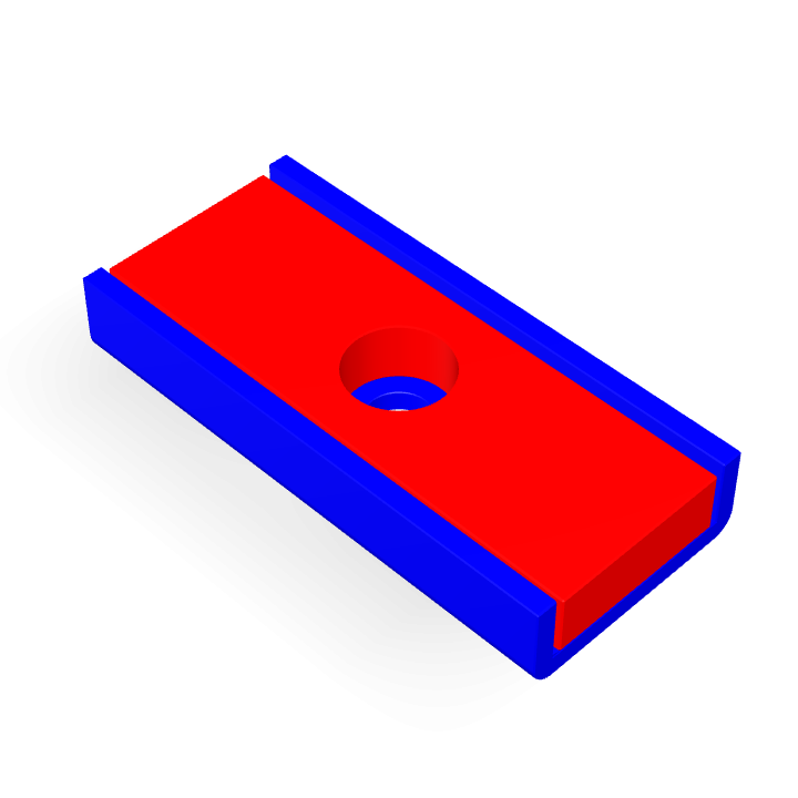 Cap Neodymium Block Counterbore 30mm x 13.5mm x 5mm /M3