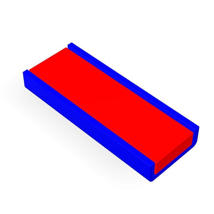 Aimant en forme de bloc en néodyme avec capuchon 35 mm x 13,5 mm x 5 mm