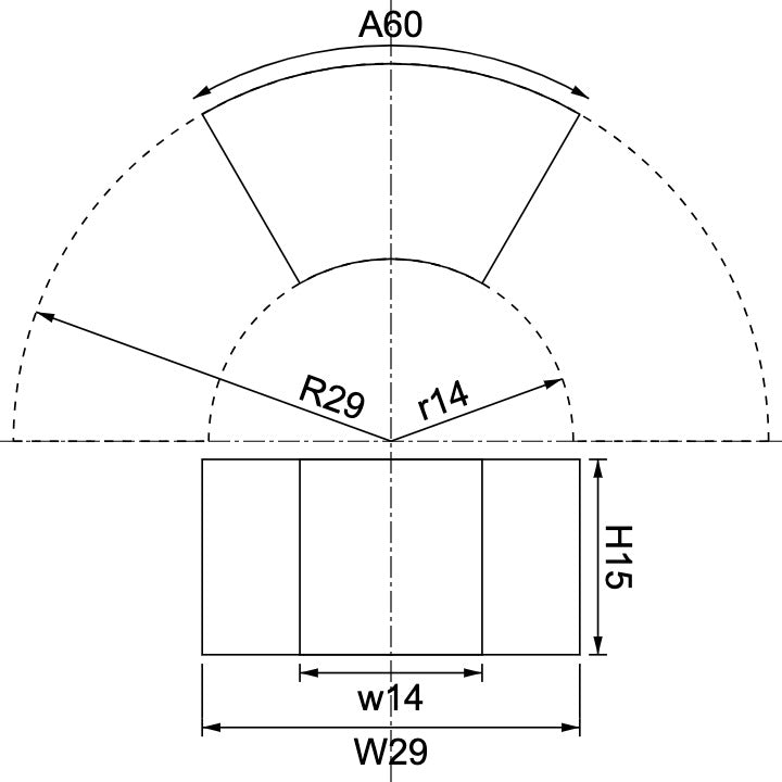 Néodyme R29mm X r14mm X H15mm X A60rad