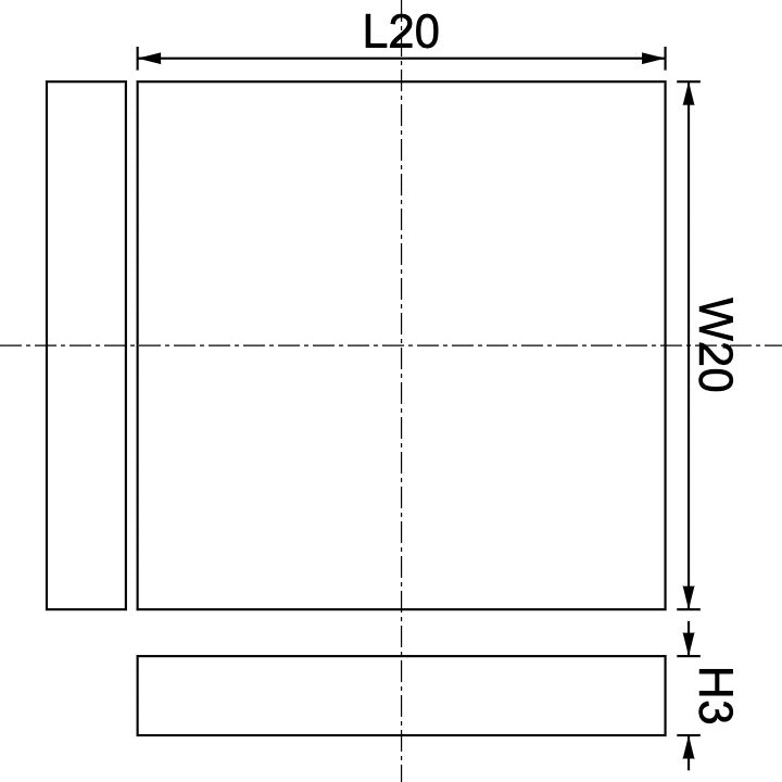 Aimant néodyme en bloc 20 mm x 20 mm x 3 mm