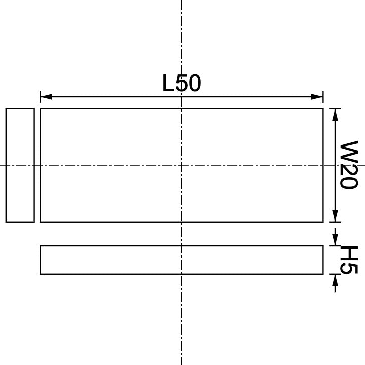 Aimant néodyme en bloc 50 mm x 20 mm x 5 mm