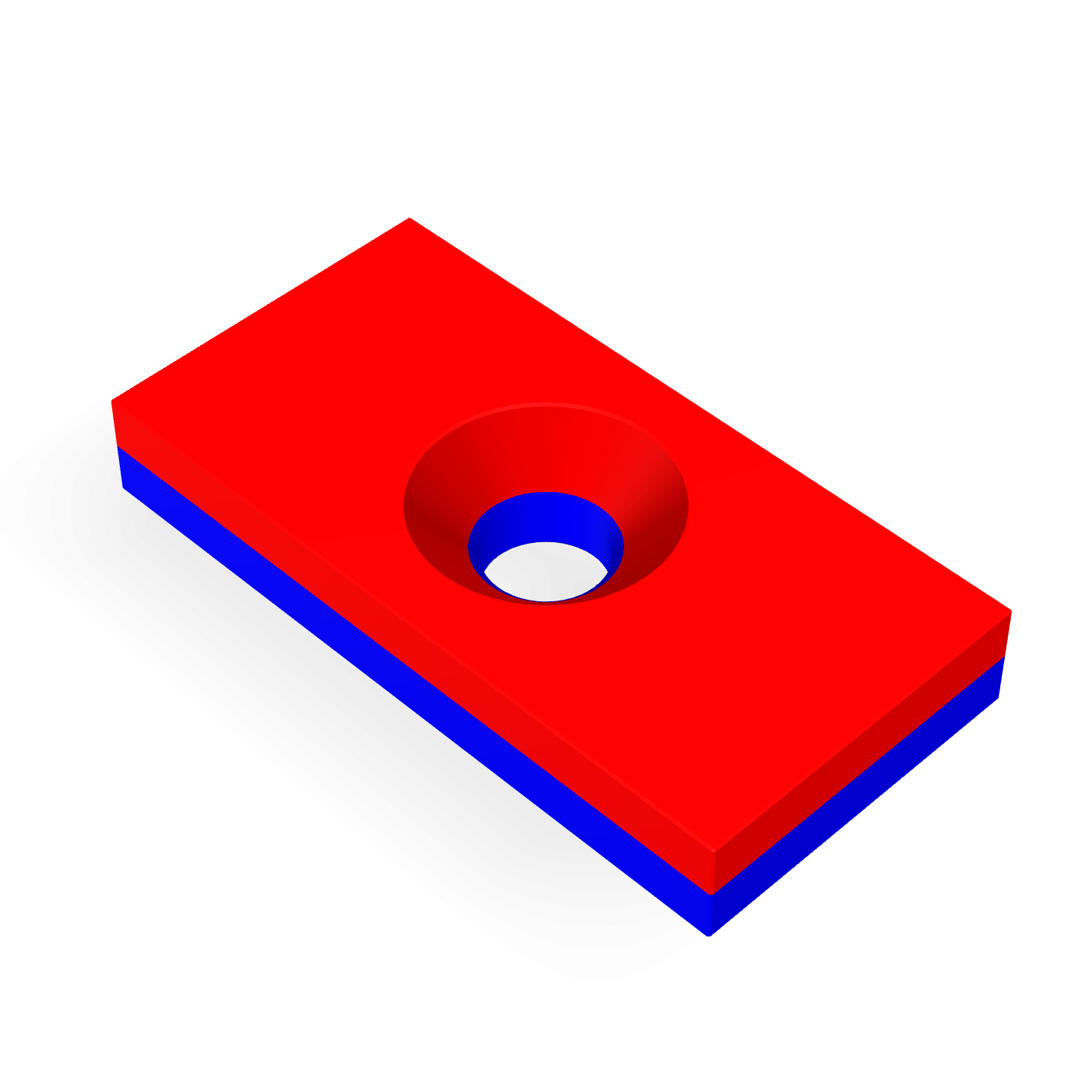 Aimant en néodyme avec trou fraisé 20 mm x 10 mm x 3 mm / M3