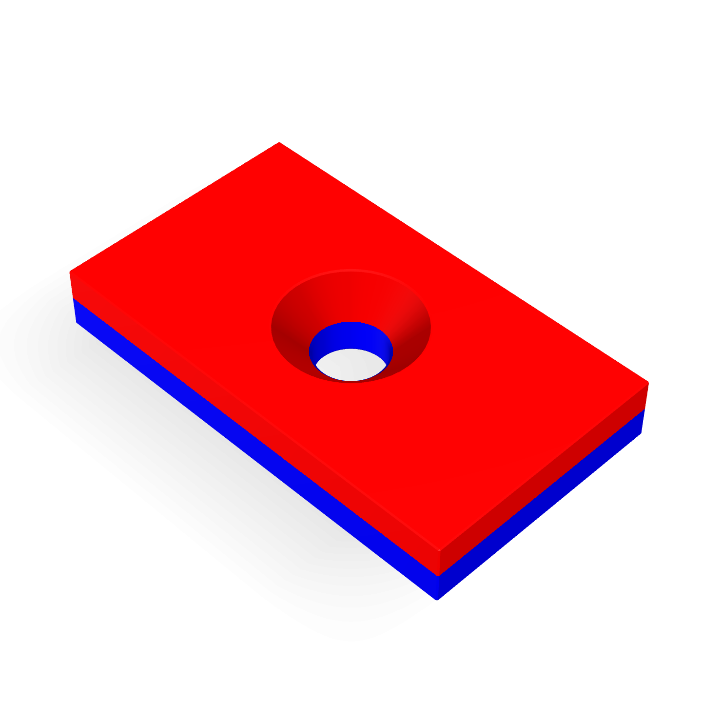 Vis à tête fraisée carrée en néodyme 35 mm x 20 mm x 5 mm / M5