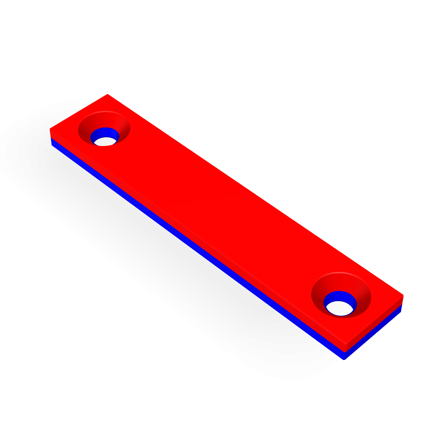 Aimant en néodyme avec trou fraisé 50 mm x 10 mm x 3 mm / M3