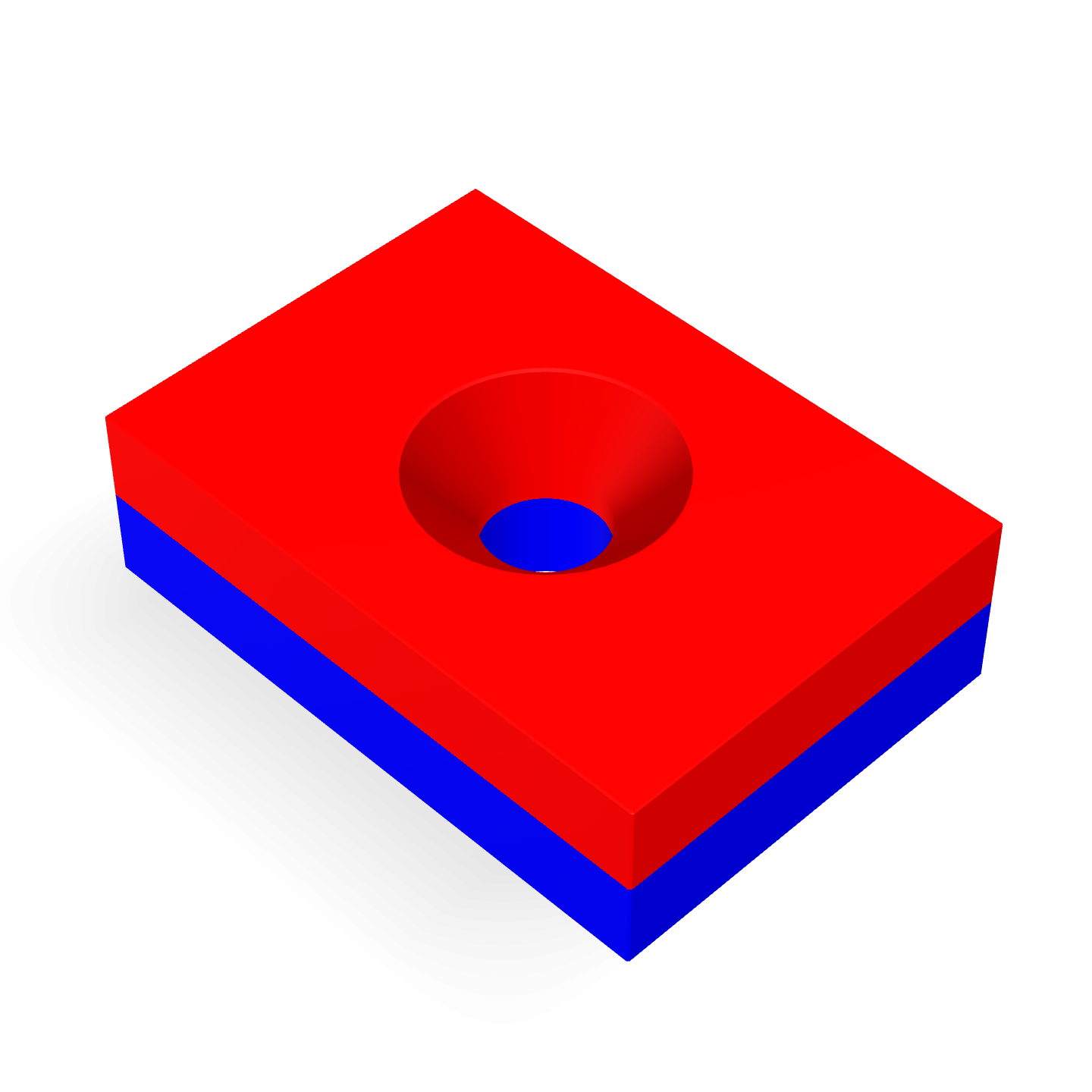 Aimant en néodyme avec trou fraisé 17 mm x 12 mm x 5 mm / M3