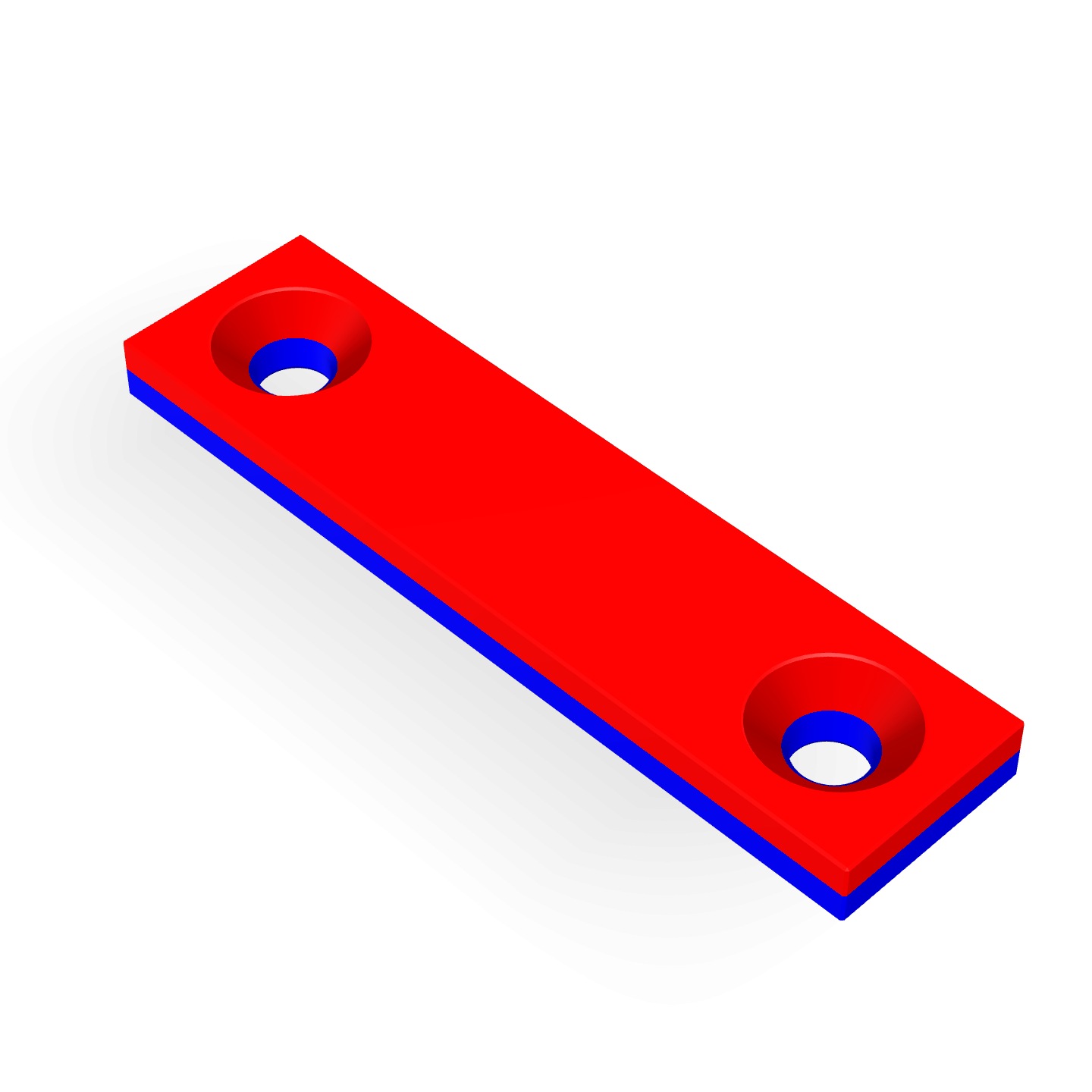 Aimant en néodyme avec trou fraisé 40 mm x 10 mm x 3 mm / M3