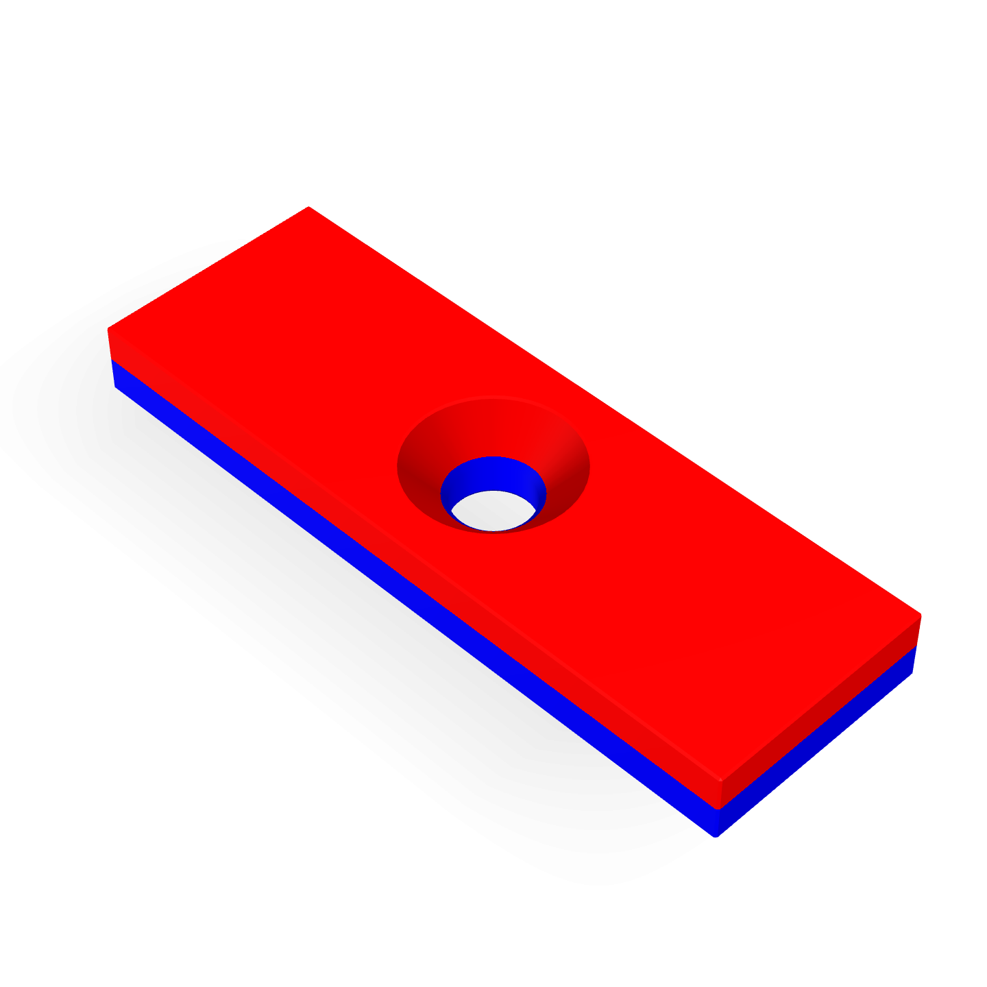 Aimant en néodyme avec trou fraisé 30 mm x 10 mm x 3 mm / M3