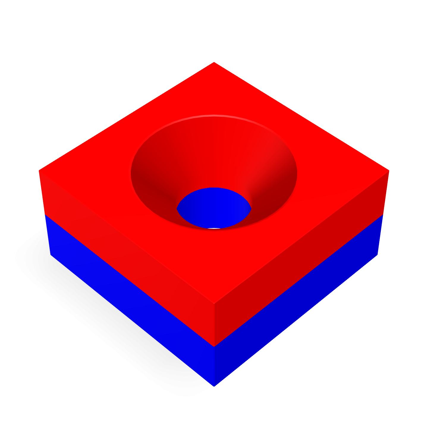 Aimant en néodyme avec trou fraisé 10 mm x 10 mm x 5 mm / M3