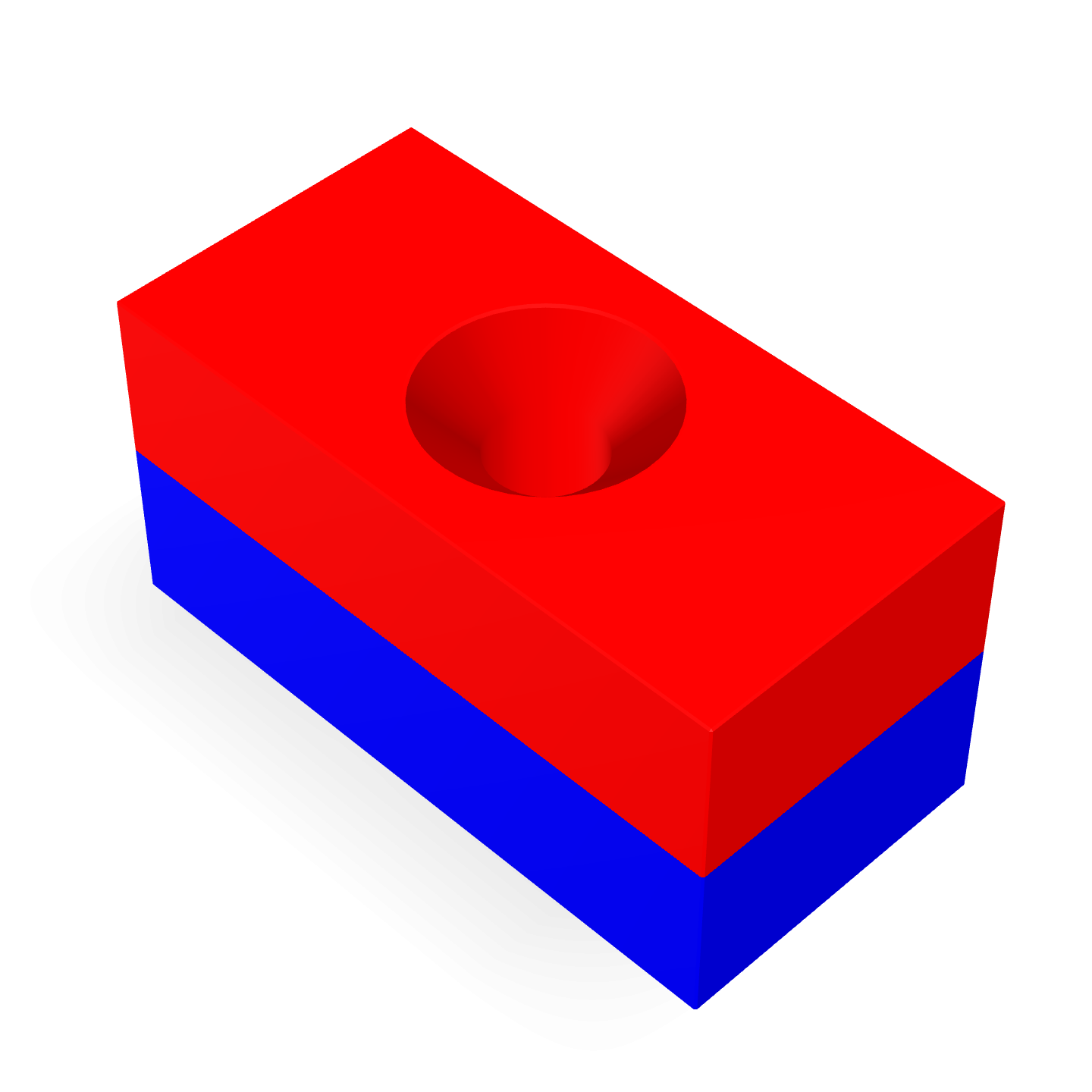 Aimant en néodyme avec trou fraisé 20 mm x 10 mm x 10 mm / M3
