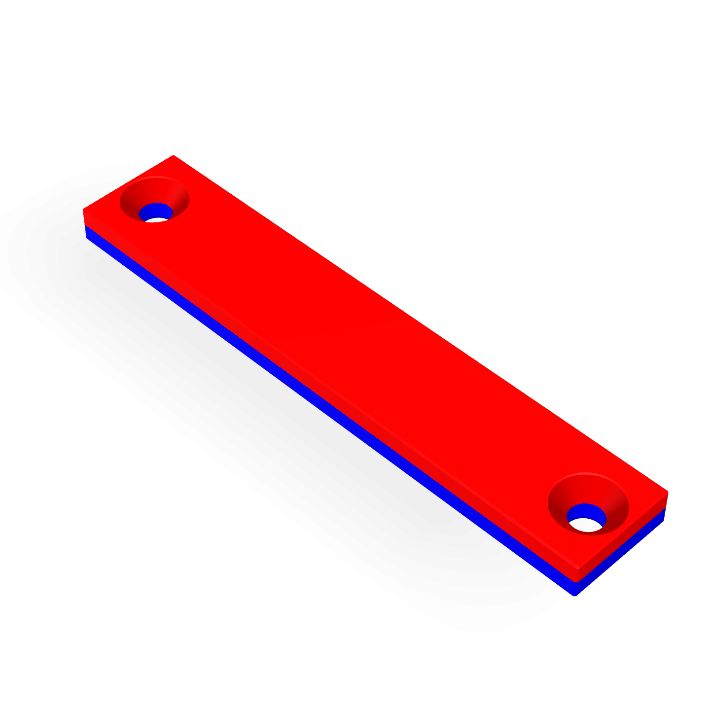 Aimant en néodyme avec trou fraisé 80 mm x 15 mm x 5 mm / M4